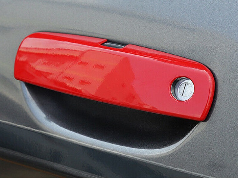 Red Door Handle Covers w Smart Sensors 11-up Dodge Challenger - Click Image to Close